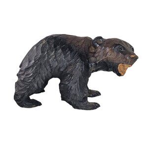 Antique Carved Black Forest Bear Cub or Hokkaido Japan Wood Bear Mouth Open